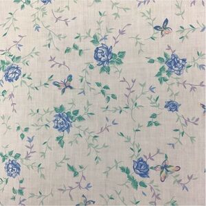 Reclaimed vintage butterfly floral fabric 71 x 90 inches cotton blend